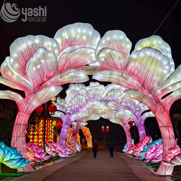 Outdoor Chinese Festival Lantern 3D Arch Gate Sculpture Traditional