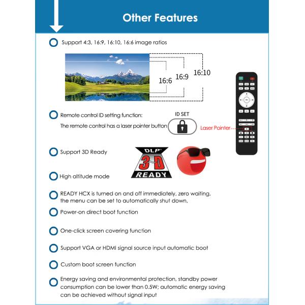 Flyin 5500 Lumen DLP Laser Projector WUXGA High Resolution 4K Active 3D Presentation 0.8 DMD Chip For Precise Imaging Manual Focus Lens Shift For A Flexible Projection Experience