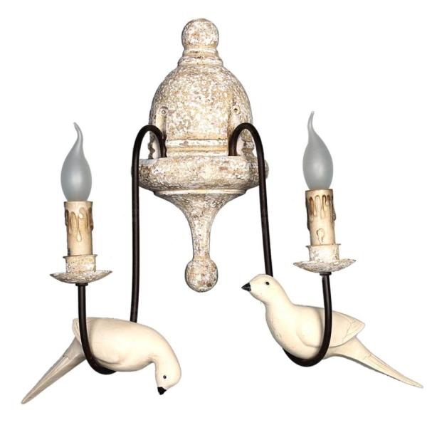 Retro bird wall lamp french vintage white wood wall sconce rustic wall lamp （WH-VR-70)