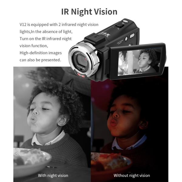 Vlog 4k Digital Video Camera Home Camcorder Film 1080P HD With Infrared Night Vision