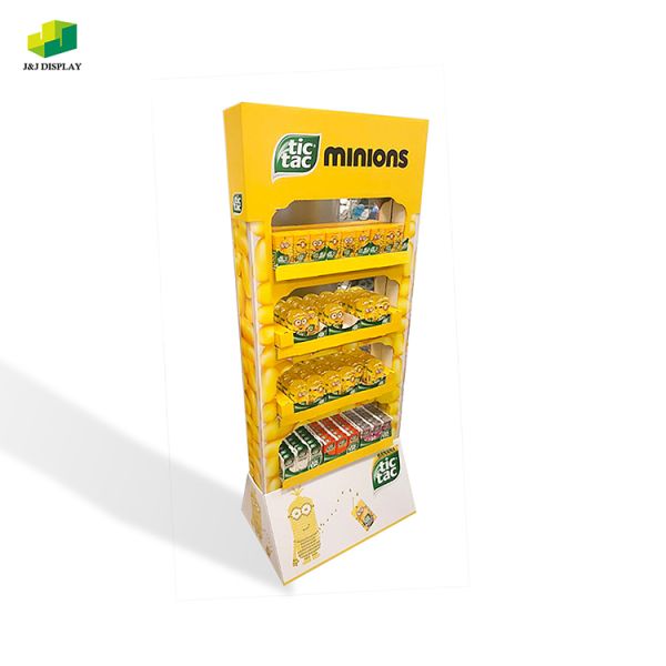 Knock Down Display Corrugated Standing Pegboard Display For Food Or Daily Supplies