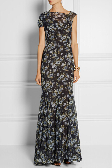 Ladies Women Chiffon Printed Evening Dress