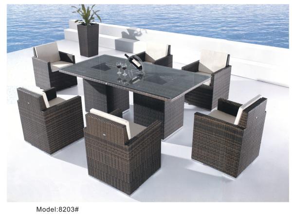 7-piece resin wicker rattan outdoor patio dining set for 6 people-8203