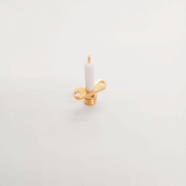 SMA-KFD150 Gold-Plated Brass RF Coaxial Connector with 2 Holes Flange Mount for PCB and DC-3GHz Frequency Range