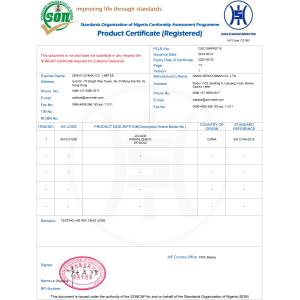 ZENVO (CHINA) CO.,LTD Сертификации
