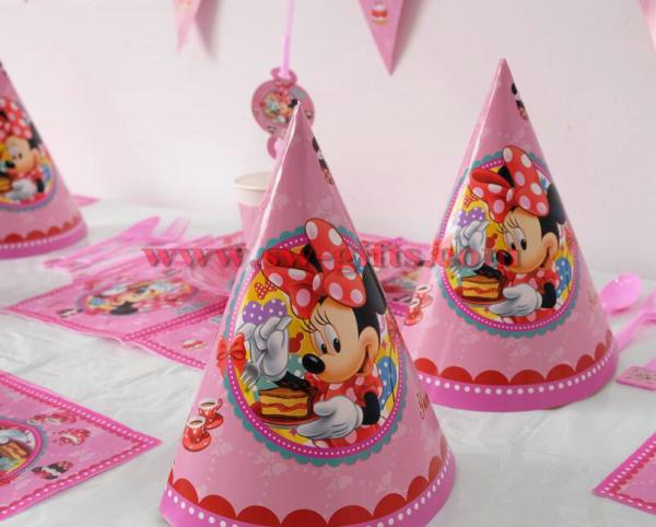 Minnie Mouse Kids Birthday Party Decoration Set Party Supplies cup plate banner hat straw loot bag fork