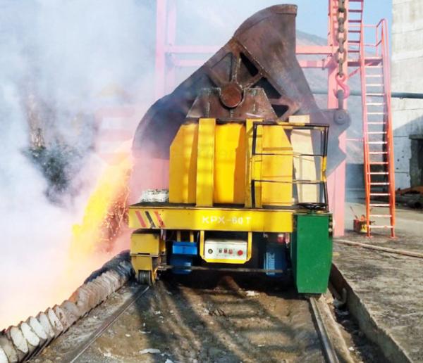 Anti calor motorizado do carro de aço de transferência da concha resistente para a planta de aço