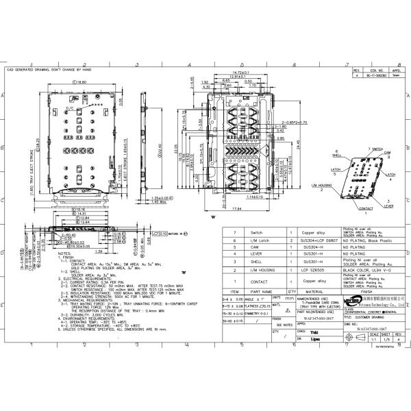 Электрические компоненты из медного сплава соединители Jack T Flash Card Connector