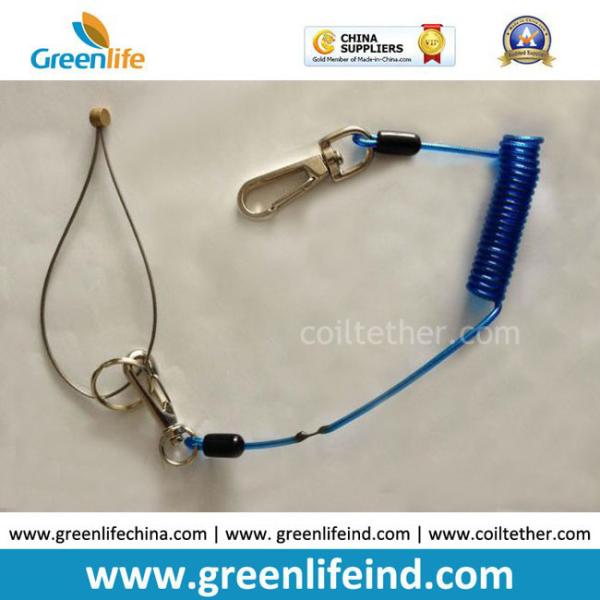 Plastic PU Coated Stainless Steel Wire Inside Spring Coiled Leash w/Snap Hook Ends