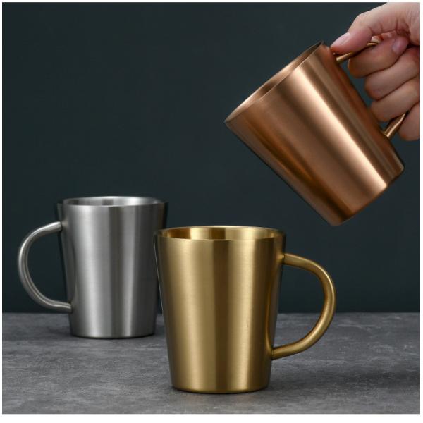 300ml BPA Free Stainless Steel Cup Insulated Metal Coffee Mug With Handle