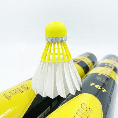 Hybrid 767 Yellow Shuttlecock Goose Feather Badminton For Training