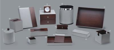 Durable  Hotel Amenity Supplies PU Leather Fine Wood For Luxury Guestroom