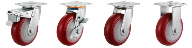 Stainless Steel Castors PU Polyurethane Medium-Duty Single 3 Inches Ball Casters For Bakery Racks