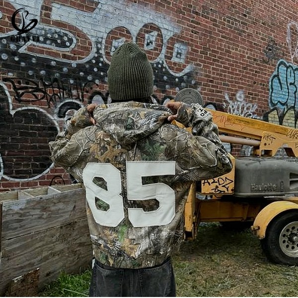 Custom Camouflage Streetwear Print Oversized Zip Up Hoodies With Pocket