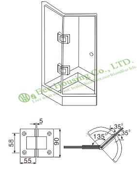 S.S. 135 Degree Shower Door Hinge,Glass To Glass 135 degree Bathroom Glass Door hinge