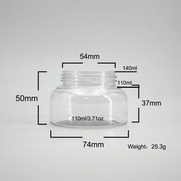 PET 110ml 3.71oz Bath Salt Plastic Jar Black Screw Cap