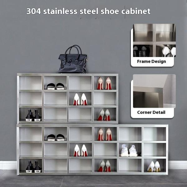 Custom Stainless Steel Shoe Cabinet Multi Grid Dust Free Design