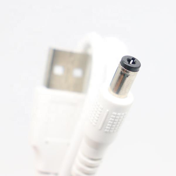 Blanco 1M 5V USB 2.0 Un macho a DC Jack 5.5X2.1mm Cable de cargador de energía