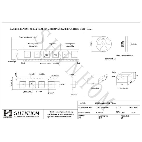 Высокочастотный удушение общего режима для SMT-фильтров EMI линии передачи данных