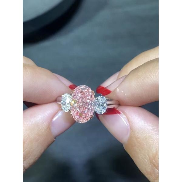 3.52ct Lab Diamond Jewelry Oval Pink Diamond Ring 10 Mohs