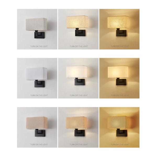Surface mounted hotel wall lamp bedroom indoor fabric shade bedroom bedhead wall light USB bedside wall light