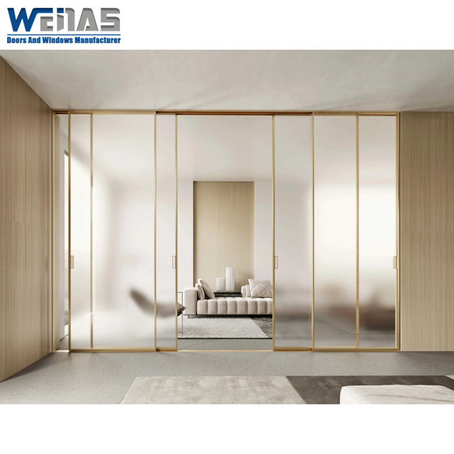Hanging Rail Ultra Narrow Frame Internal Partition Sliding Doors For Decoration