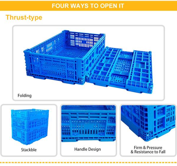 Collapsible Storage Bin Containe，52 Liter Transferheavy Duty Plastic Storage Box,Blue Milk Crates Heavy Duty Transit Storage Of Various Items