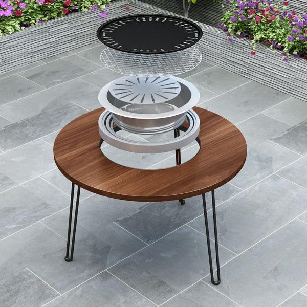 60x45CM Foldable Multifunction Camping BBQ Grill Outdoor Picnic Round Folding Table with Customized Logo