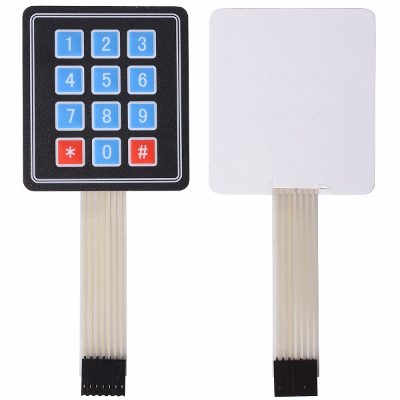 Custom 4x3 Array 12 Keys Matrix Membrane Switches Keypads With Embossed Metal Buttons