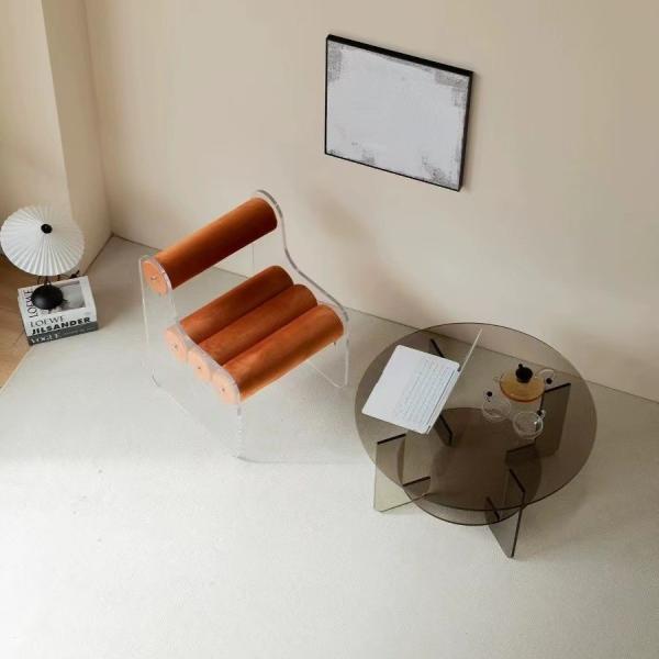 Minimalist Assembled Custom Acrylic Furniture Acrylic Makeup Chair With Cushion