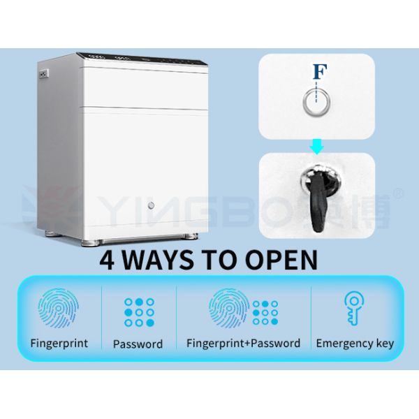 Solid Steel Fingerprint Biometric Smart Safe Box Led Light Night Table For Security