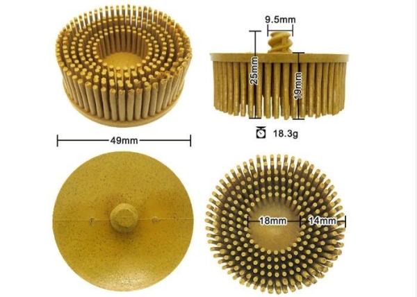 Yellow Abrasive Bristle Disc Brush Tapered 2 Inch Diameter Grade 80 Grit