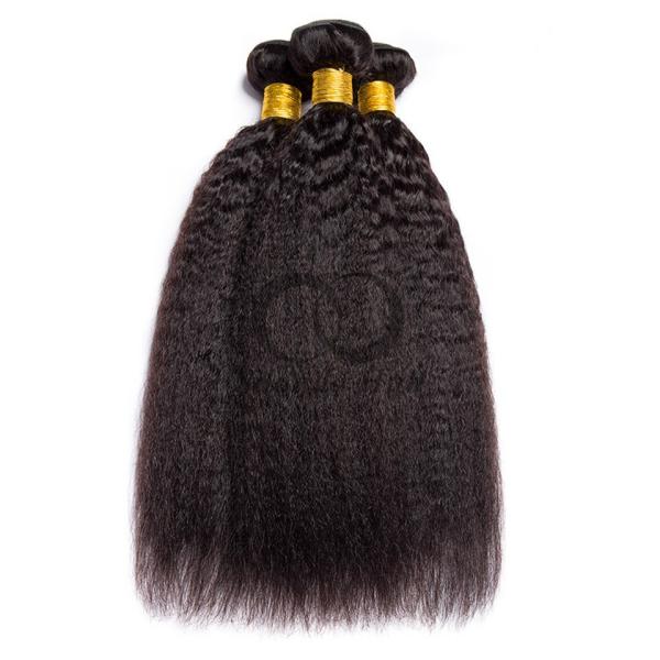 Natural Black Kinky Straight Remy Human Hair Bundles Sew In Weave Bundles Brazilian Bundle Deals