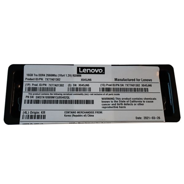 lenovo 16GB DDR4 2133P Raam  for Lenovo RD350 RD450 RD550 RD650 TD350 Server Memory bar