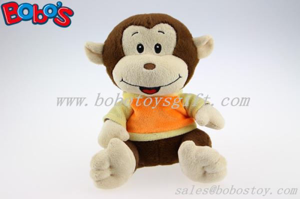 Plush Stuffed Baby Monkey Toy With Embroidery Smile Face and T-Shirt