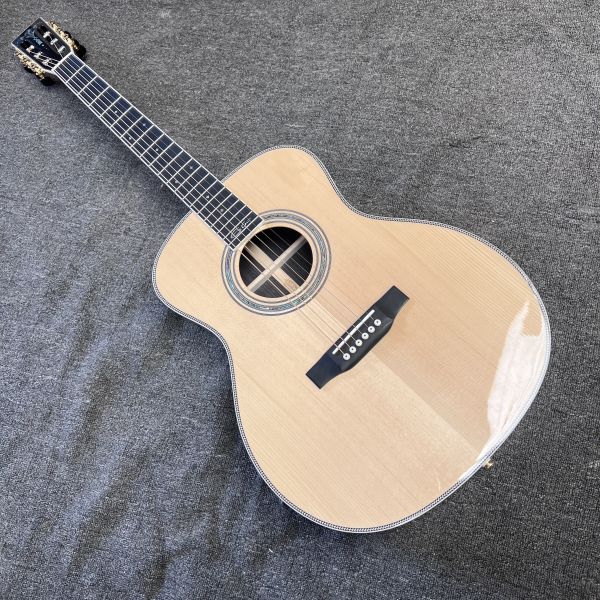 AAAAA solid spruce top OM body SOLID ROSEWOOD back side acoustic guitar bone nut