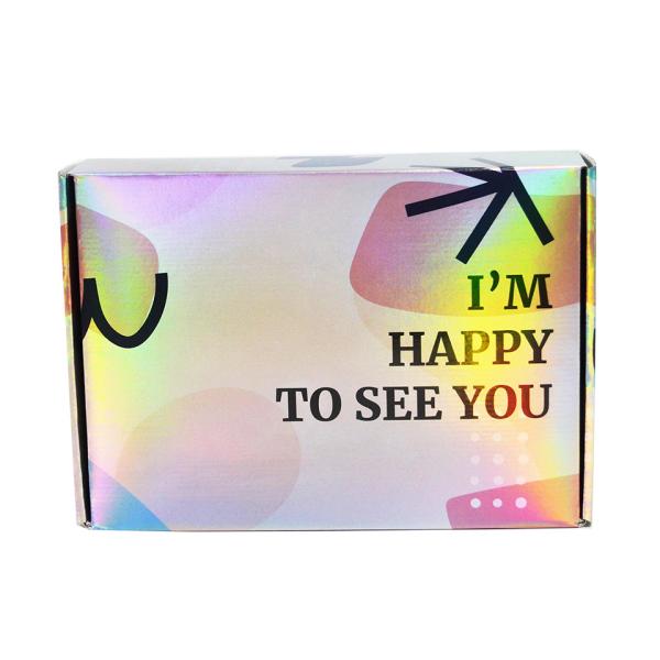 OEM Rainbow Neon Iridescent Holographic Corrugated Folding Packaging Подписной ящик