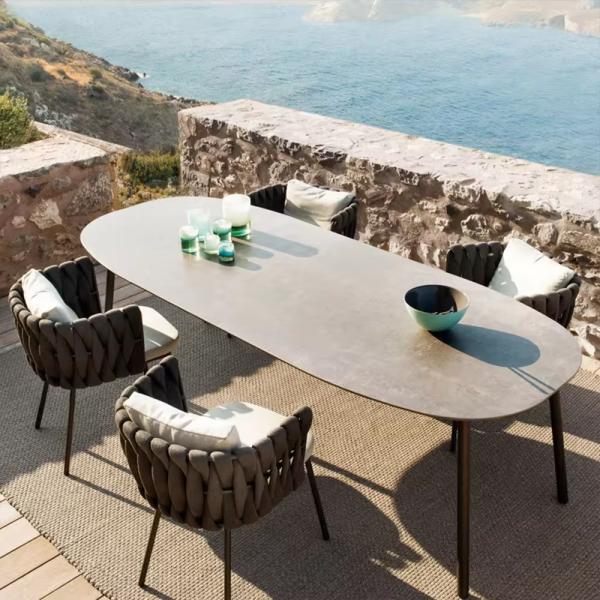 310GM2 Fabric Rope Outdoor Dining Chair Washable Rope Garden Chairs