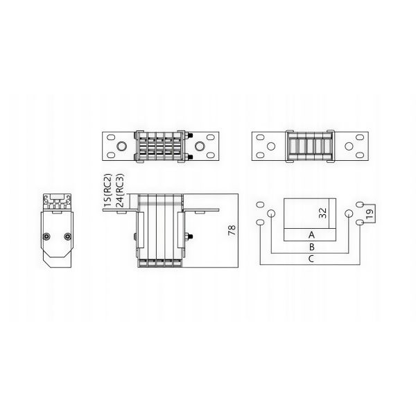 MOLDVOLT RC2 RC3 Black  Secondary Plug-In  Auxiliary Contact Socket for Low Voltage Switchgear Cabinet