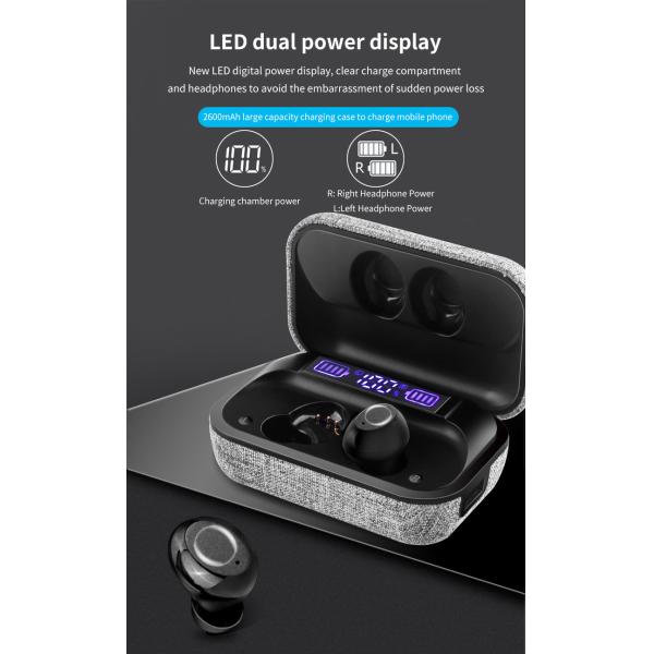 Waterproof Power Bank Earphones K20 2600mAh Charging Case TWS Earbuds