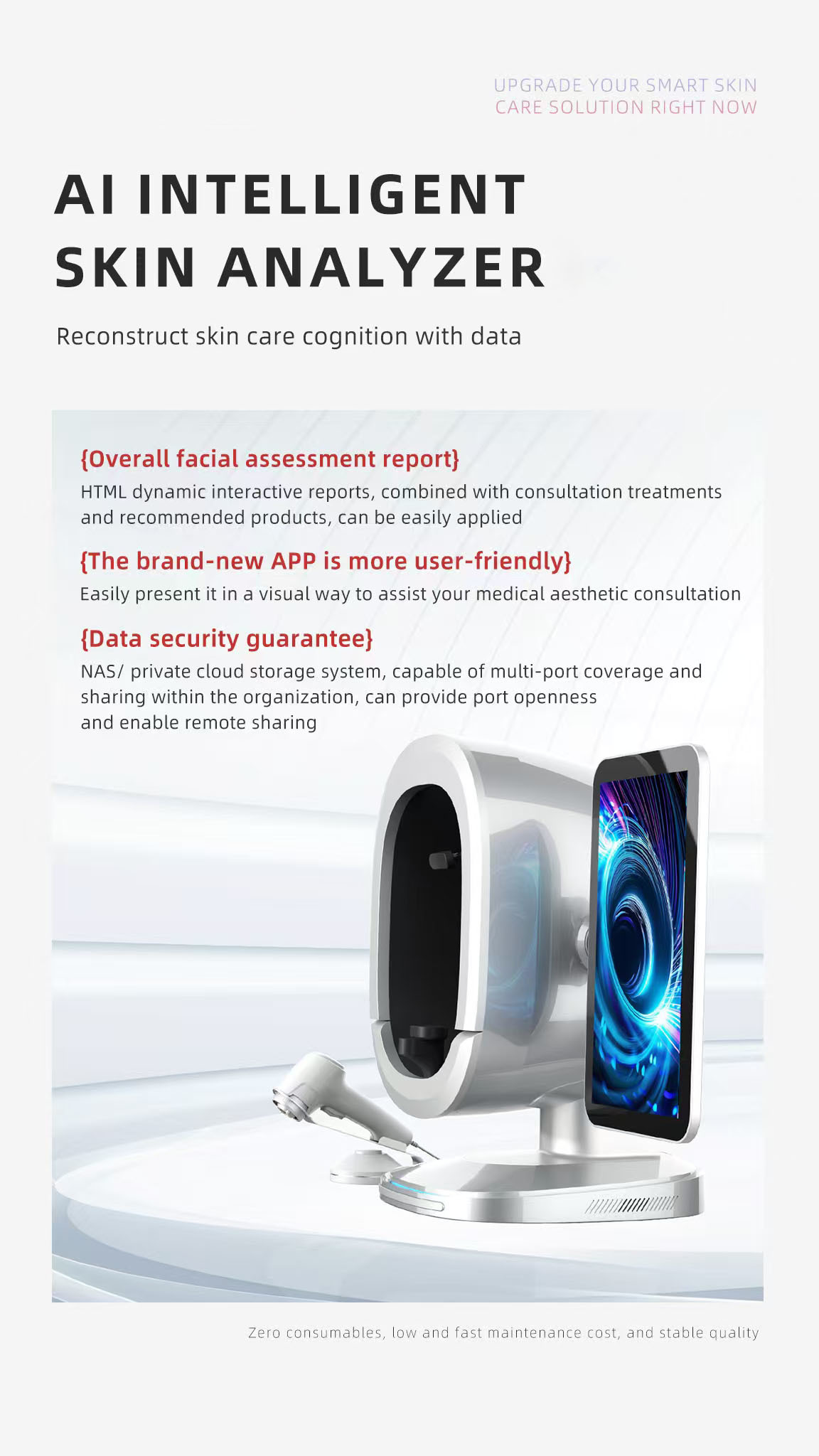 Одноостановка всевозможный цифровой 3D Al цифровой тестер анализатор изображения кожи