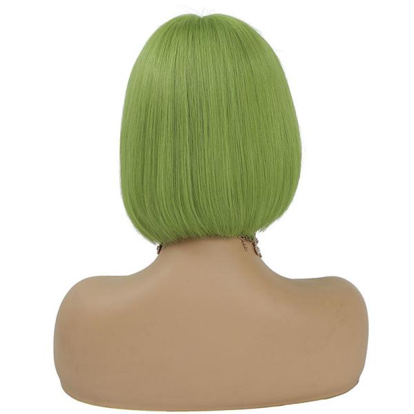 Green Color Brazilian Human Hair Short Bob Wigs 10inch with Baby Hair and HD Lace Frontal