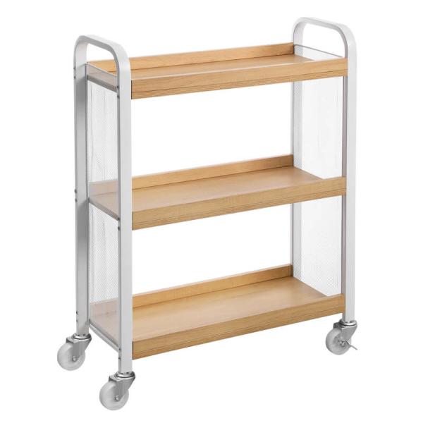White Color Trolley Cart, Narrow Serving Cart, Kitchen Trolley Cart, Small Rolling Cart, LRC66WN