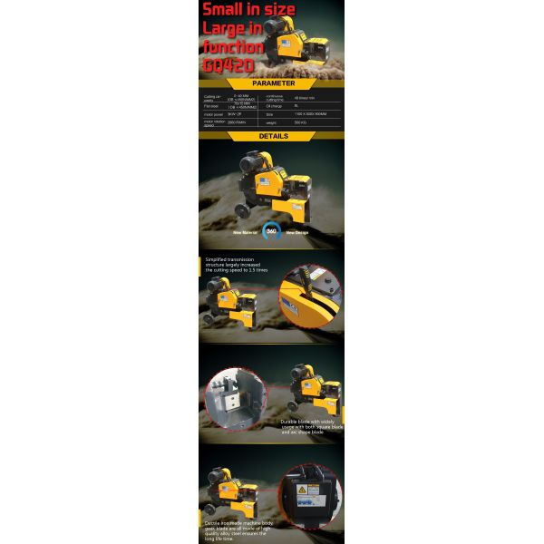 GQ42D 3kW Motor Steel Bar Cutter with 6-40mm Capacity High-Efficiency Cutting for Rebar and Steel Rods