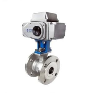 Straight Through Type Electric Control Valve Flange Connection Electric V Port Ball Valve