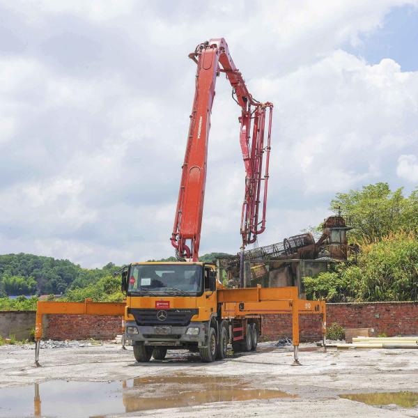 Proceso de mecanizado Bomba de hormigón hidráulica mejor del mundo Putzmeister 46m camión bomba de hormigón en buen estado