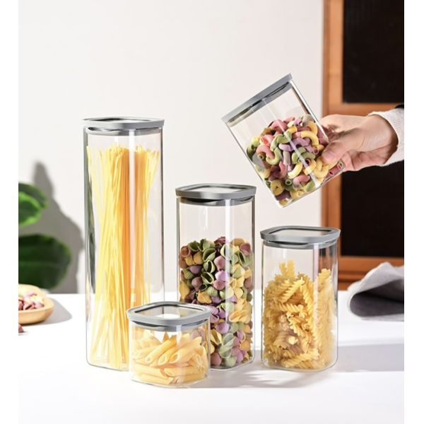 Clear Airtight Borosilicate Glass Jars For Pasta Rice Sugar Coffee Beans Custom