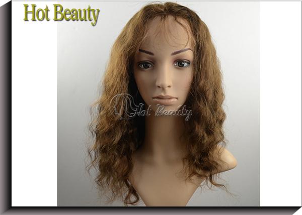 4# No Shedding Human Hair Full Lace Wig , Virgin Indian Human Hair Wig