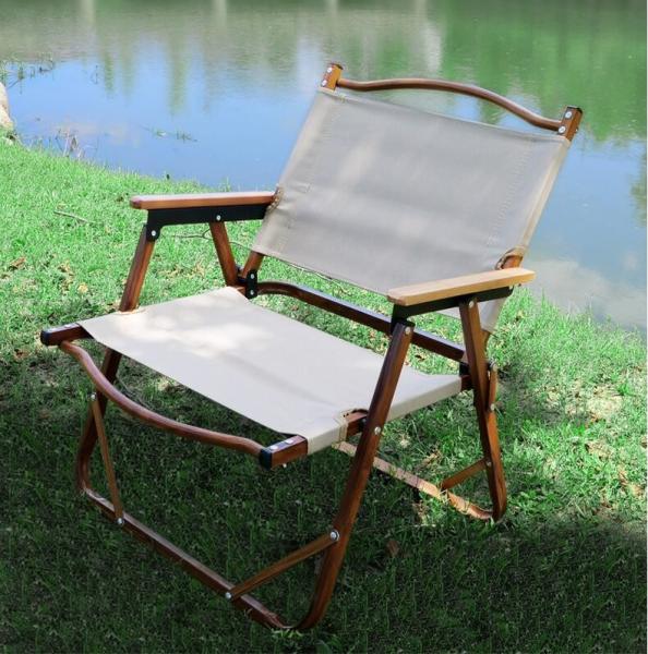 Kermit Chair Foldable Portable Ultra-Light Metal Chair, Portable Wood Beach Chairs, Outdoor Folding Chair