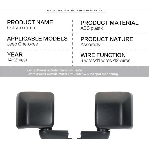 Black Car Exterior Accessories Adjustable Rotation Outside Auxiliary Blind Spot Mirror For Jeep Wrangler
